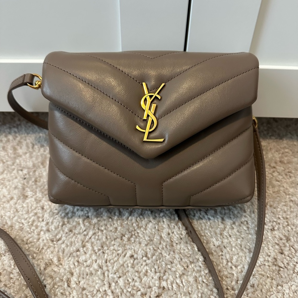 Yves Saint Laurent LouLou Toy Taupe Leather Crossbody Bag